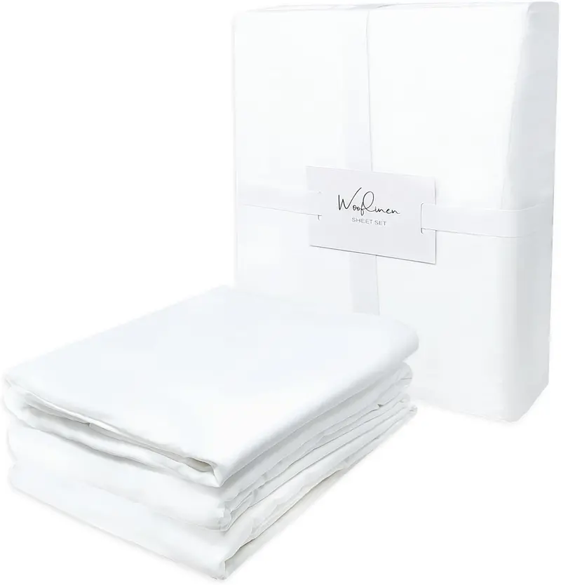4-Piece Bamboo Sheet Set — King Size, Deep Pocket (Up To 17”), Matte White & Temperature-Neutral 1