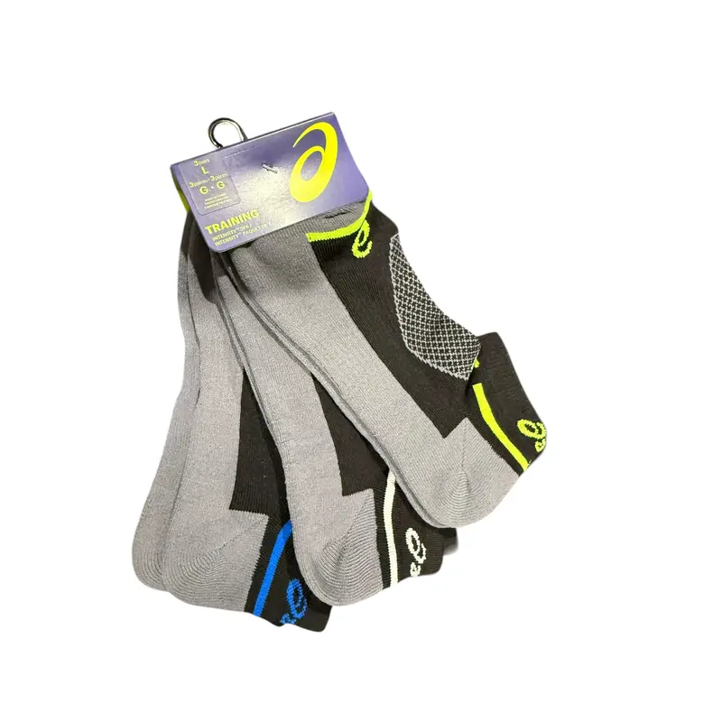 Asics Black Training Short Socks – 3-Pack, Large Size 1
