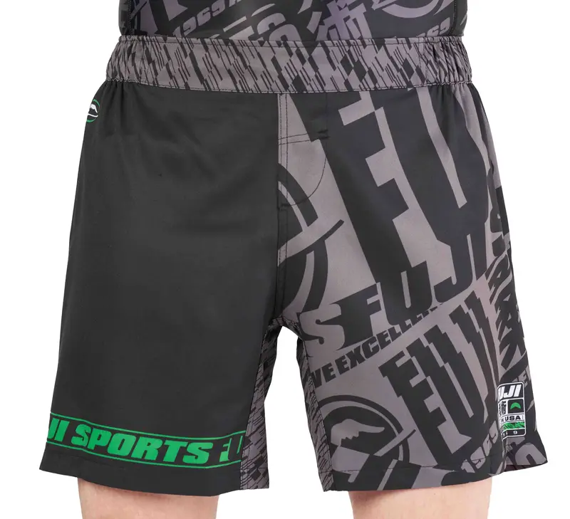 High Impact Black/Green Lightweight Combat Shorts 1