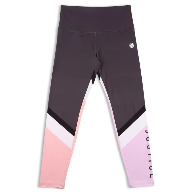 Justice Girls Color-Blocked Leggings In Coal Tone – Size Medium (10) 1