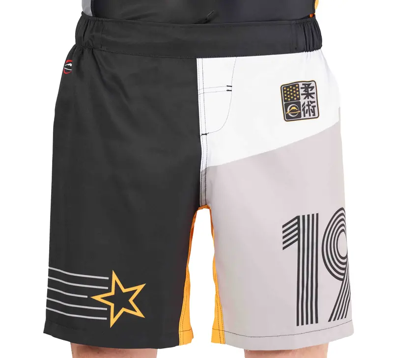 Linear Lockdown Black/Orange Lightweight Grappling Shorts 1