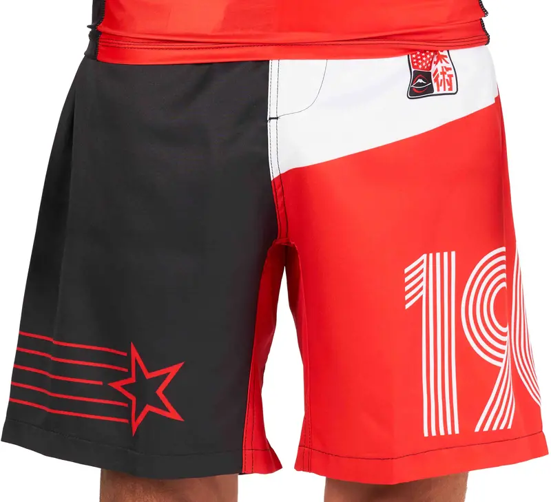 Linear Lockdown Black/Red Lightweight Grappling Shorts 1