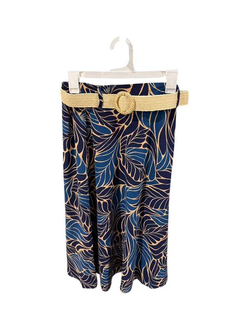 Modern Attraction Women'S Blue-And-Tan Skirt Featuring Artistic Blue Print 1