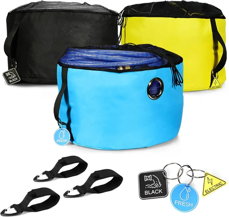 Rv Hose Storage Bags – Heavy-Duty Organizer Set For Coiling & Transporting Water & Sewer Hoses 1