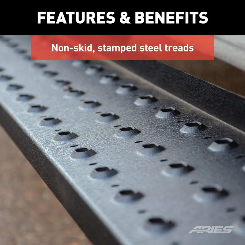 Aries Ridgestep 6.5″ X 75″ Black Steel Running Boards – Compatible With Chevrolet Silverado & Gmc Sierra Crew Cabs 1